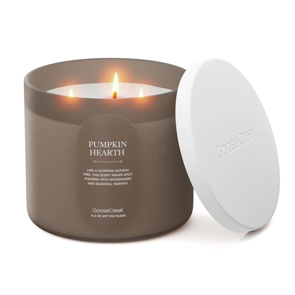 Goose Creek Pumpkin Hearth 3 Wick Candle Large Jar Fall Scent Soy Blend NEW